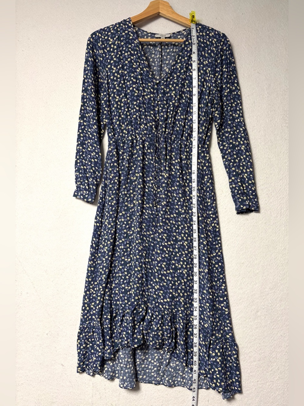 Rails Jade Dress Navy Ditsy Floral Button Front Hi-Low Ruffle Hem Size Medium - Picture 12 of 13